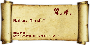 Matus Arnó névjegykártya